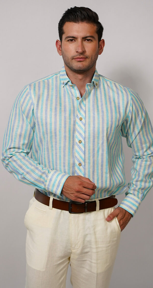 CAMISA EFECTO LINO SLIM FIT MC