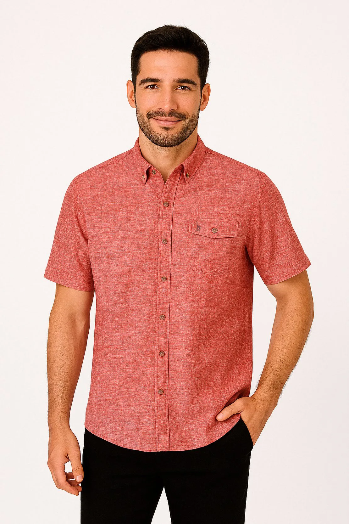CAMISA HOMBRE 80% LINO MC