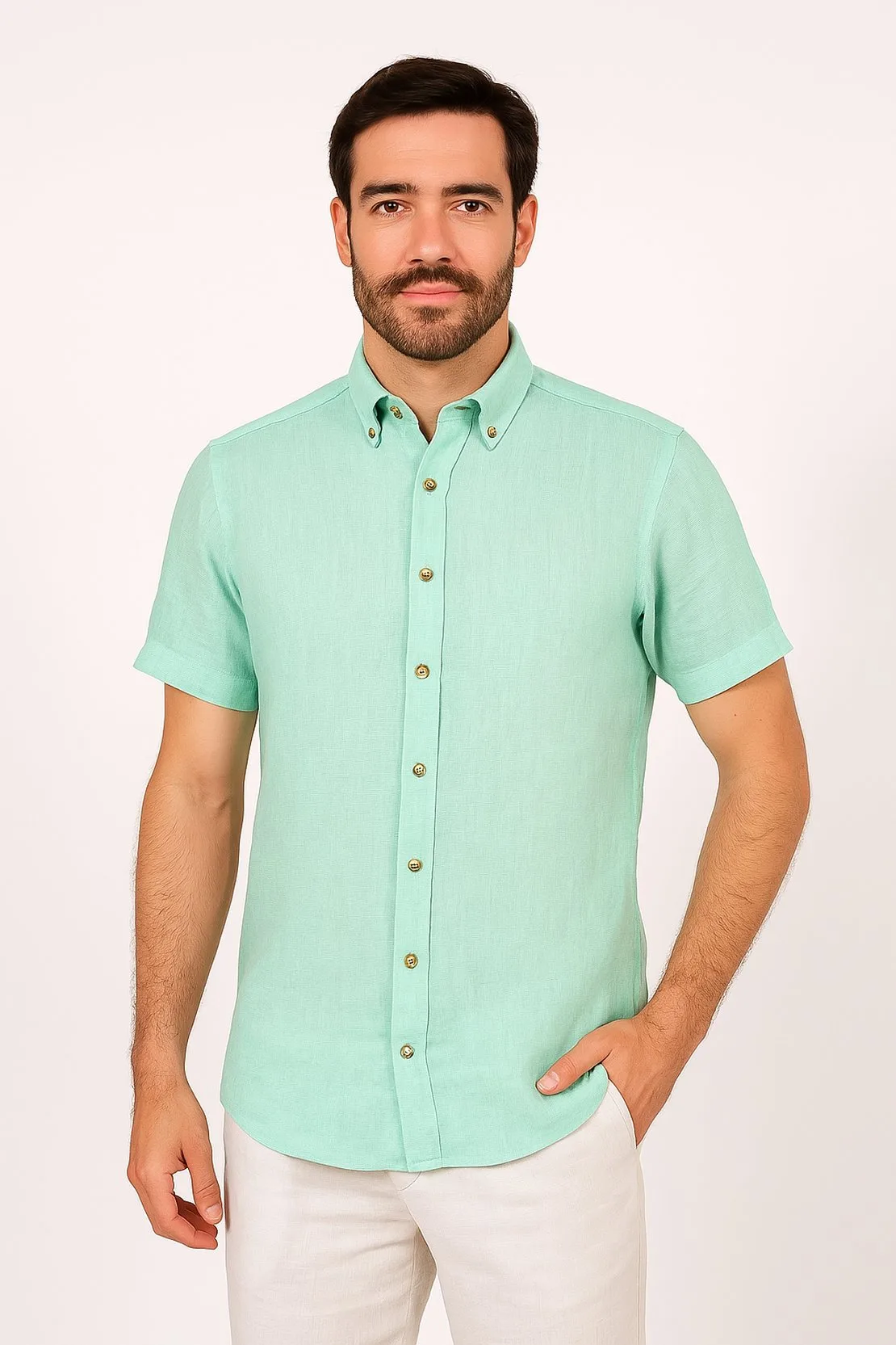 CAMISA 100% LINO SLIM FIT MC